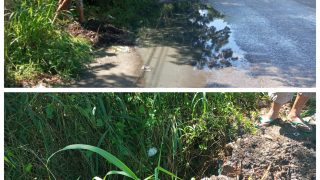 Jalan Hangtuah Berlubang dan Digenangi Air Membuat Kerusakan Jalan Semakin Parah